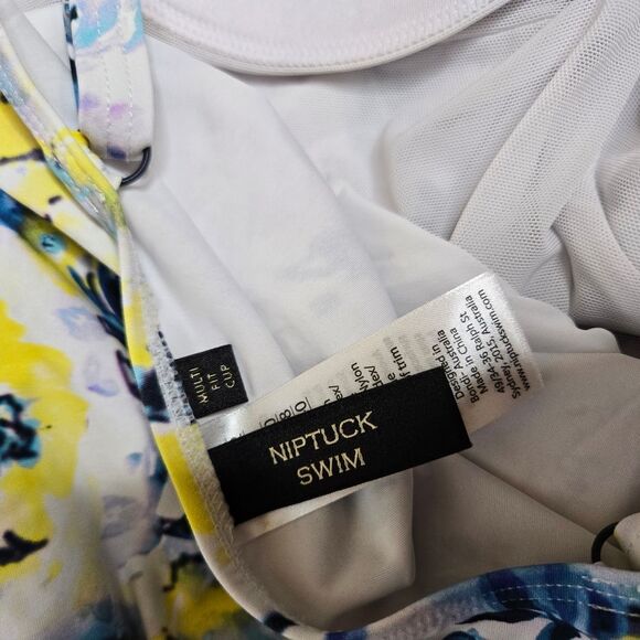 NIPTUCK yellow floral ruffle multi fit cup one piece flattering swimsuit 8‎ - Picture 5 of 9